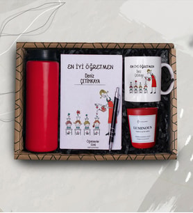 Öğretmenler Günü Tasarımlı Hediye Seti &Defter, Kalem, Kupa, Suluk, Mum 