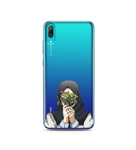 Kapalı Çiçekli Kız Tasarımlı Süper Şeffaf Silikon Telefon Kılıfı Huawei Y7 Prime
