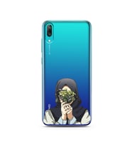 Kapalı Çiçekli Kız Tasarımlı Süper Şeffaf Silikon Telefon Kılıfı Huawei Y7 Prime