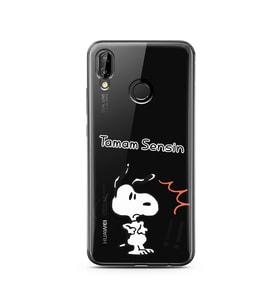 Snoopy Tasarımlı Süper Şeffaf Silikon Telefon Kılıfı Huawei P20 Lite 