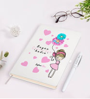 BK Gift Kişiye Özel Kadınlar Günü Tasarımlı Beyaz Defter Kalem Seti-8