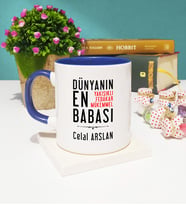 Baba Tasarımlı Kişiye Özel Babalar Günü Hediyesi Kupa Bardak Lacivert