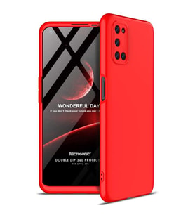 Microsonic Oppo A72 Kılıf Double Dip 360 Protective Kırmızı