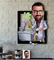BK Gift Kişiye Özel Bay Kimya Öğretmeni Karikatürlü 3D Ahşap Tablo-2
