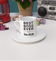 Patrona Hediye Best Boss Ever Tasarımlı Patron Türk Kahvesi Fincanı