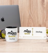Maden Teknolojisi Öğretmeni Siyah Kupa Bardak Ve Masa İsimliği Hediye Seti