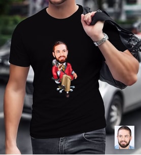 BK Gift Kişiye Özel Bay Patron Karikatürlü Siyah T-Shirt-2