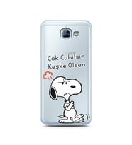 Snoopy Tasarımlı Süper Şeffaf Silikon Telefon Kılıfı Samsung A8 (2016)  