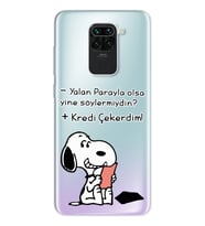 Snoopy Tasarımlı Süper Şeffaf Silikon Telefon Kılıfı Xiomai Redmi Note 9