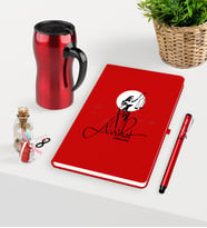 BK Gift Kişiye Özel Avukat Temalı Kırmızı Defter Kalem ve Termos Mug Seti - 10 (Model 1)