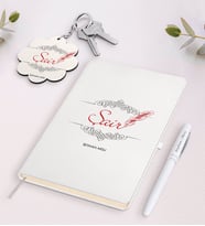 BK Gift Kişiye Özel Şair Beyaz Defter Kalem Ve Anahtarlık Hediye Seti (Model 1)