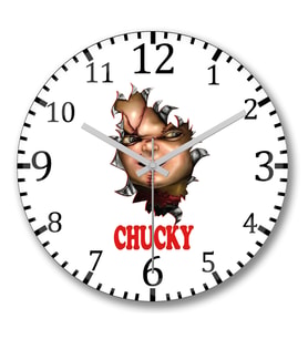 Chucky Duvar Saati Bombeli Gercek Cam