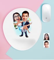 BK Gift Kişiye Özel Evleniyoruz Karikatürlü Bilek Destekli Mouse Pad-4 (Beyaz)