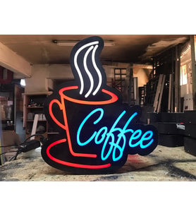 Coffee Yazılı Tabela 3D Led Neon Etkili Işıklı Tabela 30X45 CM Tek Taraflı