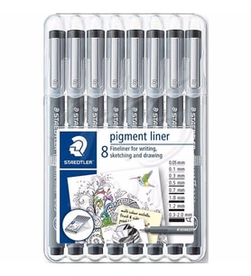 Staedtler Pigment Liner Siyah Çizim Kalemi 8li Set