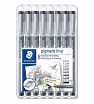Staedtler Pigment Liner Siyah Çizim Kalemi 8li Set