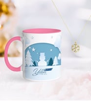 BK Gift Kişiye Özel Yılbaşı Mutlu Yıllar Pembe Kupa ve Kar Tanesi Kolye-22 (Model 1)