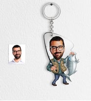 BK Gift Kişiye Özel Bay Balıkçı Karikatür Anahtarlık  1