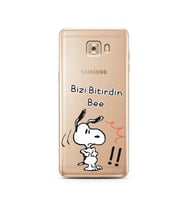 Snoopy Tasarımlı Süper Şeffaf Silikon Telefon Kılıfı Samsung C9 Pro