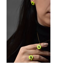Papatya Silver 925 Ayar Gümüş Altın Kaplama Fosforlu Papatya Kadın 3'lü Set