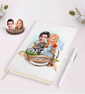 BK Gift Kişiye Özel Yılın En Mükemmel Çifti Karikatürlü Beyaz Defter ve Kalem Hediye Seti-68