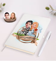 BK Gift Kişiye Özel Yılın En Mükemmel Çifti Karikatürlü Beyaz Defter ve Kalem Hediye Seti-68