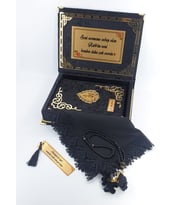 Hediye Kuranı Kerim Seti Kadife Kutulu Siyah (Model 1)