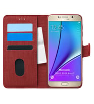 Microsonic Samsung Galaxy Note 5 Kılıf Fabric Book Wallet Kırmızı