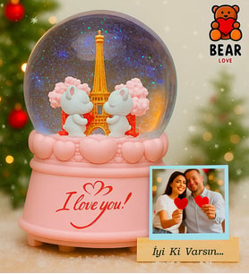 Sevgiliye Hediye Teddy Love Bear Işıklı Müzikli Sevgiliye Kar Küresi
