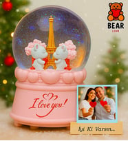 Sevgiliye Hediye Teddy Love Bear Işıklı Müzikli Sevgiliye Kar Küresi