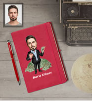 Kişiye Özel Patron Karikatürlü  Kırmızı Defter Kalem Hediye Seti Bay-21
