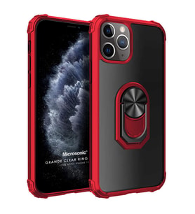 Microsonic Apple iPhone 11 Pro Kılıf Grande Clear Ring Holder Kırmızı