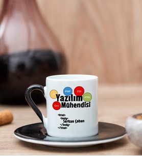 Yazılım Mühendisi Siyah Türk Kahvesi Fincanı