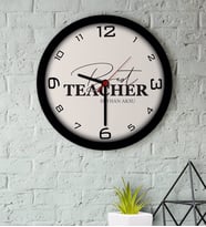 BK Gift Kişiye Özel En İyi Öğretmen Ahşap Duvar Saati-17 (Beyaz)