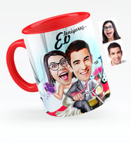 BK Gift Kişiye Özel Evleniyoruz Karikatürlü Kırmızı Kupa Bardak  8