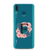Pembe Çiçekli Harf Tasarım Süper Şeffaf Silikon Telefon Kılıfı Huawei Y9 (2019) 