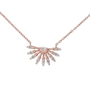925 Ayar Gümüş Zirkon Taşlı Rose Bayan Kolye (Pembe)