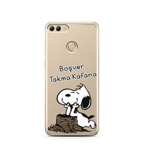 Snoopy Tasarımlı Süper Şeffaf Silikon Telefon Kılıfı Huawei Y9 2018