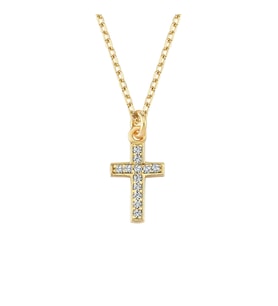 Gümüş Altın Rengi Minik Cross Kolye