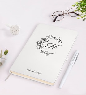 BK Gift Kişiye Özel Baş Harf İsim Tasarımlı Beyaz Defter Kalem Seti-4