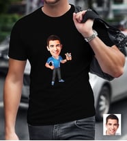 BK Gift Kişiye Özel Bay Antrenör Karikatürlü Siyah T-Shirt