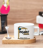 İnşaat Teknikerine Hediye Ahşap Altlıklı Fincan