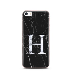 Iphone 5 Siyah Mermer Harf Tasarımlı Telefon Kılıfı H-Harfi 