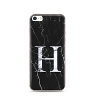 Iphone 5 Siyah Mermer Harf Tasarımlı Telefon Kılıfı H-Harfi 