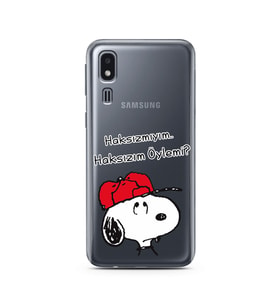 Snoopy Tasarımlı Süper Şeffaf Silikon Telefon Kılıfı Samsung A2 Core
