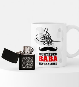 BK Gift Kişiye Özel Muhteşem Baba Benzinli Çakmak ve Kupa Seti (Model 1)