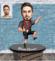 Kişiye Özel Sporcu Karikatürlü Ahşap Biblo Bay-9