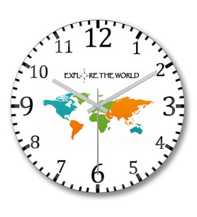Explore The World Duvar Saati Bombeli Gercek Cam