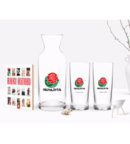 BK Gift Kişiye Özel Renkli Baskılı Isparta Tasarımlı Turistik İkili Rakı Bardağı Karaf ve Cep Kitabı Hediye Seti-1 (Model 1)