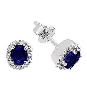 Sirius Pırlanta ve Oval Safir Taşlı Küpe 0705E0022